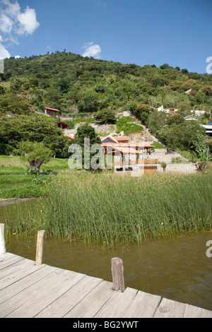 Imbarcadero di San Marcos La Laguna al lago Atitlan Guatemala. Foto Stock