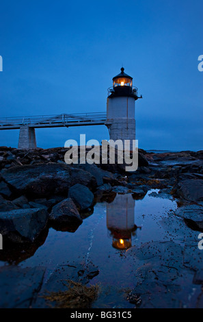 Punto di Marshall Stazione di luce, Port Clyde, Maine, Stati Uniti d'America. Foto Stock