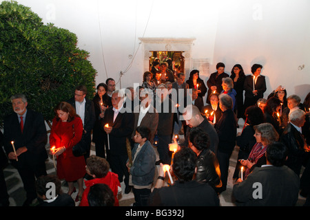 Grecia CICLADI sikinos la processione del venerdì santo Foto Stock