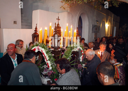 Grecia CICLADI sikinos la processione del venerdì santo Foto Stock