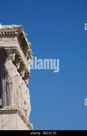 Dettaglio dell'Eretteo tempio, Acropolis, Sito Patrimonio Mondiale dell'UNESCO, Atene, Grecia, Europa Foto Stock