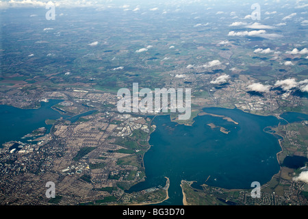 Portsmouth e Langstone harbour vista aerea Foto Stock