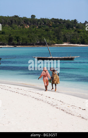 La spiaggia di Kendwa, Zanzibar, Tanzania, Africa orientale, Africa Foto Stock