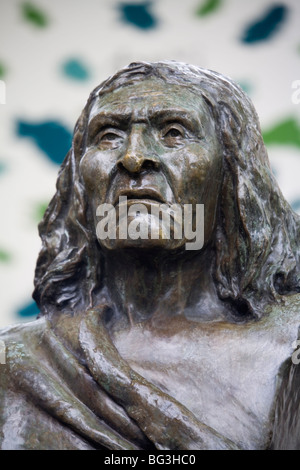 Busto di Capo Seattle in Pioneer Square, Seattle, nello Stato di Washington, Stati Uniti d'America, America del Nord Foto Stock