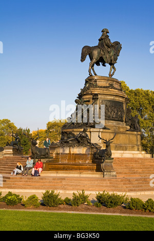 George Washington Monument a Eakins ovale, Fairmount Park, Philadelphia, Pennsylvania, Stati Uniti d'America, America del Nord Foto Stock