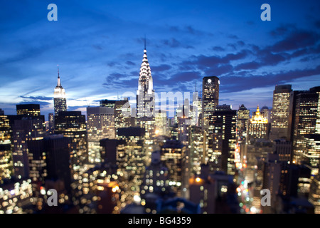 Chrysler Building & Midtown Manhattan skyline di New York City, Stati Uniti d'America Foto Stock