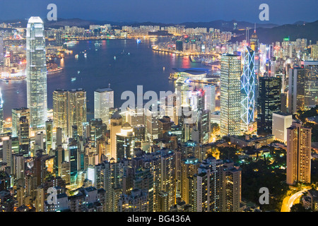 Hong Kong Central District visto da Victoria Peak Foto Stock