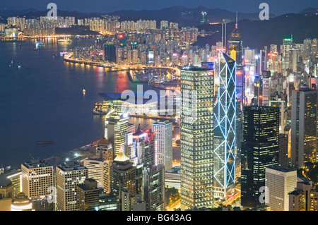 Hong Kong Central District visto da Victoria Peak Foto Stock