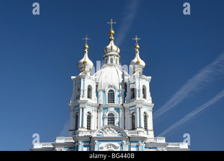 La Smolny Cattedrale della risurrezione, San Pietroburgo, Russia Foto Stock