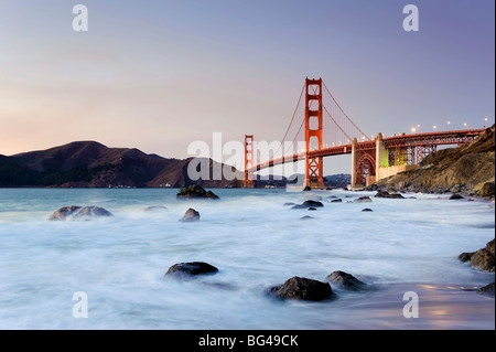 Stati Uniti, California, San Francisco, Baker's Beach e il Golden Gate Bridge Foto Stock