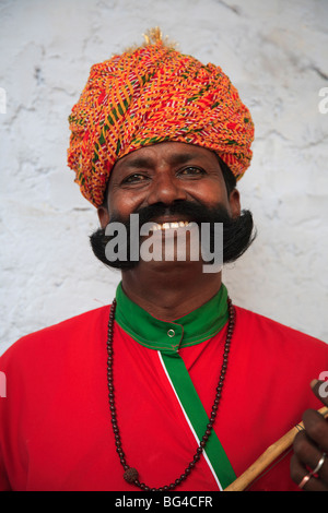 Musicista di Rajasthani, Jaipur, Rajasthan, India, Asia Foto Stock