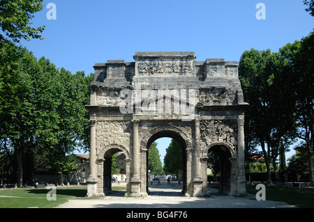 Arco Romano di Trionfo o Arco Triumfale di Orange (c20BC), facciata meridionale del Monumento Classico Romano, Orange, Provenza, Francia Foto Stock