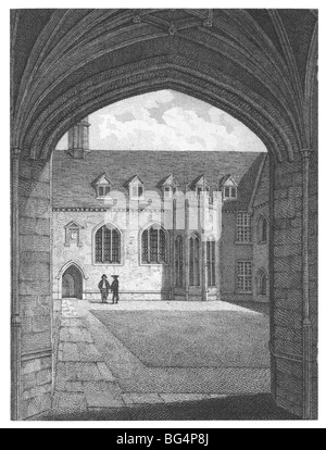 Queens' College di Cambridge - Corte anteriore e Hall Foto Stock