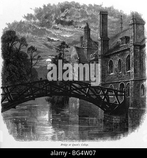 Queens' College di Cambridge - matematici ponte sopra il fiume Cam Foto Stock