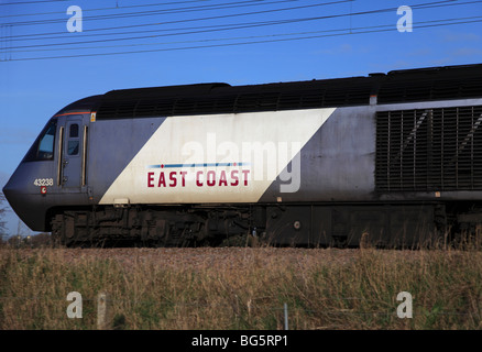 43328 East Coast treni società operativa HST Unità Diesel East Coast Main Line Railway Peterborough Cambridgeshire Foto Stock