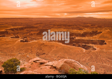 Il cerchio bianco dal Grand View Point, Island in the Sky, il Parco Nazionale di Canyonlands, Utah Foto Stock