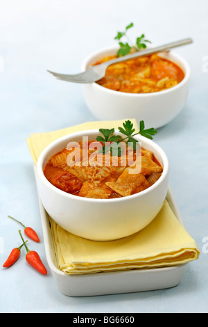 Tapa di callos chorizo e. Ricetta disponibile. Foto Stock