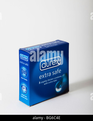Il pacchetto durex extra sicura preservativo preservativo Foto Stock