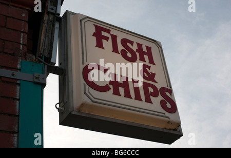 Pesce e Chip Shop segno Foto Stock