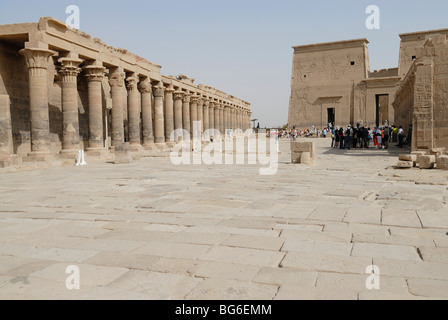 Sul tempio di Philae isola sul fiume Nilo in Egitto. Foto Stock