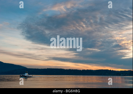 Il Lummi Island Ferry capi dall'isola di uva spina punto sulla Lummi indiano prenotazione. Situato nello Stato di Washington. Foto Stock