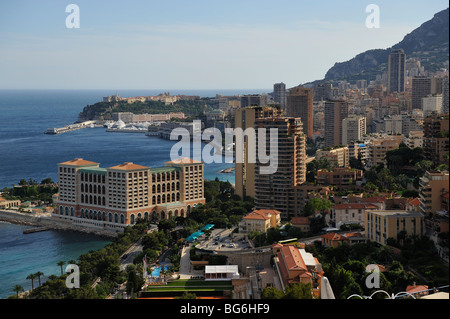 Vista sul Principato di Monaco, Mare Mediterraneo Foto Stock