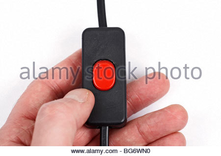 Premendo il pulsante rosso Foto Stock