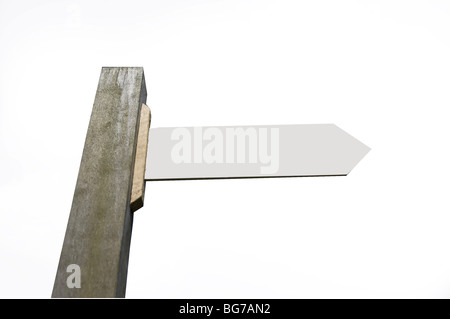 Un cartello su uno sfondo bianco, con aree vuote per aggiungere il proprio testo. Foto Stock