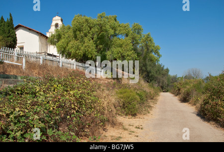 California San Juan Bautista Mission sezione originale del tardo 18C strada transitabile El Camino Real Foto Stock