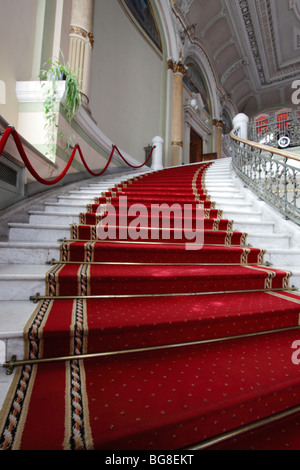 Il marmo di un passaggio coperto da un tappeto rosso Foto Stock