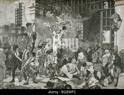 Rivoluzione francese. Presa della Bastiglia di Parigi si è verificato il 14 luglio, 1789. Foto Stock