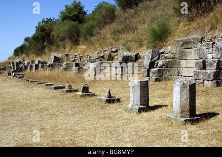 Arte greche. Periodo ellenistico. Rovine di Apollonia,. Dettaglio. Fier. Repubblica di Albania. Foto Stock