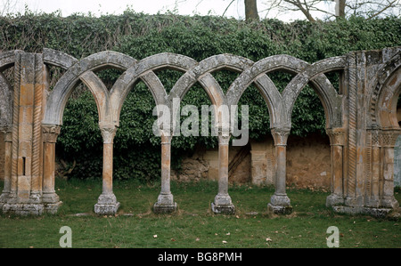 San Juan de Duero. Archi intrecciati del chiostro. Soria. Spagna. Foto Stock