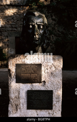 CHOPIN, Frederic (1810-1849). Compositore polacco. Busto situato in Valldemosa. Mallorca. Isole Baleari. Spagna. Foto Stock