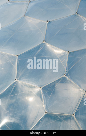 La sezione esterna del tetto a cupola di un biome all'Eden Project in Cornovaglia Foto Stock