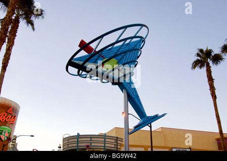 Insegna al neon della coppetta Martini a Las Vegas, nanovolt Foto Stock