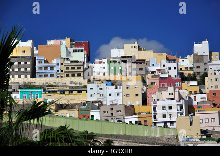 Case sul dipinto "collina", Barrio San Nicolas, Las Palmas de Gran Canaria Gran Canaria Isole Canarie Spagna Foto Stock