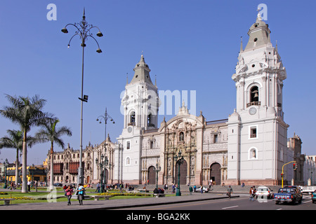 Cattedrale a Plaza Mayor, Lima, Perù, Sud America Foto Stock