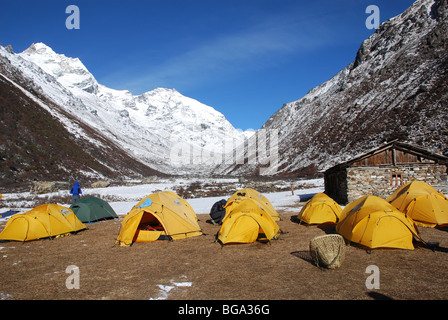 Un trekking camp in Nepal Foto Stock