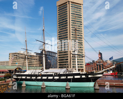 Il noi Sloop-di-Guerra USS Constellation Museum, il Porto Interno di Baltimore, Maryland MD. Foto Stock