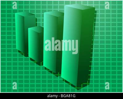 Tre-d grafico a barre schema finanziario illustrazione su griglia quadrata Foto Stock