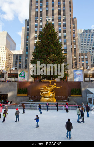 Natale al Rockefeller Center di Manhattan, New York City Foto Stock