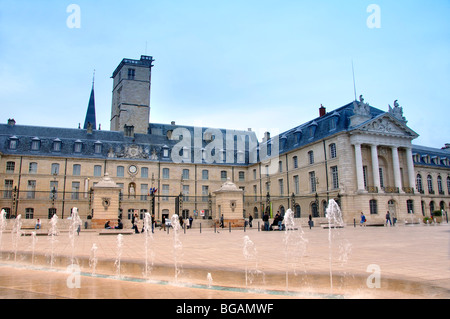 Fontane a La Place de la Libération, Palais des Ducs (Palazzo Ducale), Dijon, Francia Foto Stock