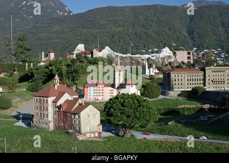 La Svizzera, Ticino, Lago di Lugano, Melide Swissminiatur, Svizzera in miniatura Modello theme park, Foto Stock