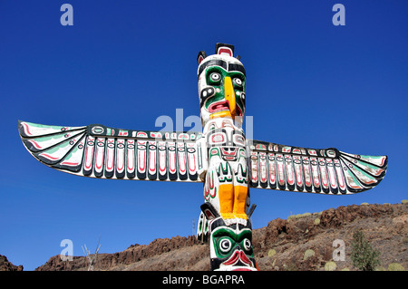 Il totem pole, villaggio indiano, Sioux City, San Augustin, San Bartolome comune, Gran Canaria Isole Canarie Spagna Foto Stock