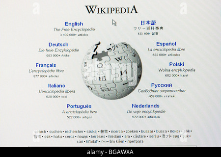 Screenshot del sito web di Wikipedia per solo uso editoriale Foto Stock