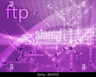 Protocollo di trasferimento di file ftp illustrazione, il trasferimento di dati digitali Foto Stock