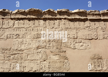 Hieroglyphen-Wand Karnak-Tempel im Foto Stock