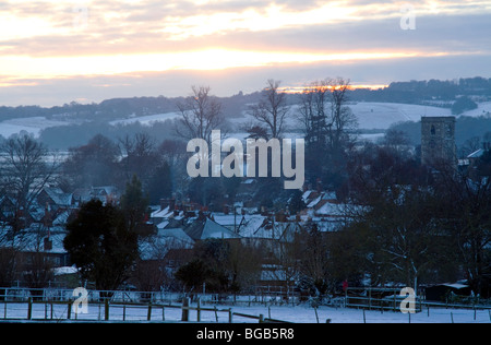 Tramonto in inverno - Aldbury Village - Hertfordshire Foto Stock