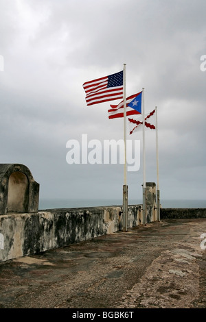 Castillo de San Christobal nella vecchia San Juan Portorico Foto Stock